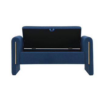 Lufeiya Upholstered Teddy Fabric End of Bed Storage Bench
