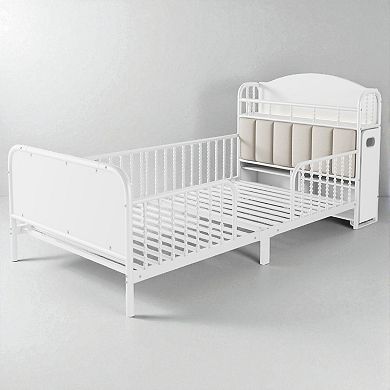 Lufeiya Twin Size Metal Platform Bed Frame with Headboard, LED Light, and 2 Pull-Out Shelves