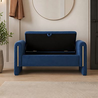 Lufeiya Upholstered Teddy Fabric End of Bed Storage Bench