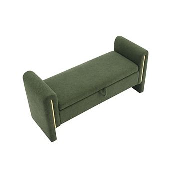 Lufeiya Upholstered Teddy Fabric End of Bed Storage Bench