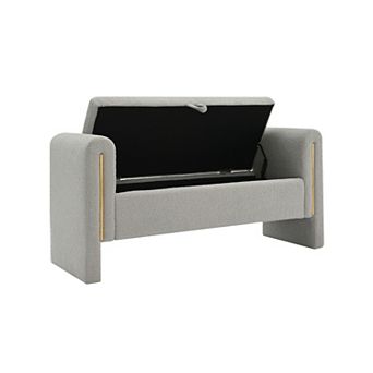 Lufeiya Upholstered Teddy Fabric End of Bed Storage Bench