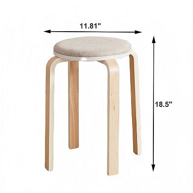 Lufeiya Set of 4 Stackable Solid Wood Stools with Non Slip Foot Pads