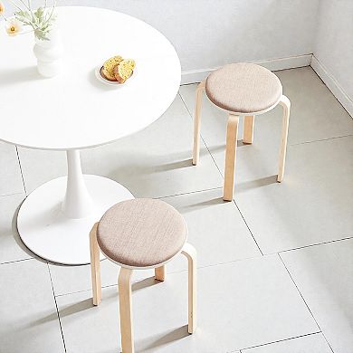 Lufeiya Set of 4 Stackable Solid Wood Stools with Non Slip Foot Pads