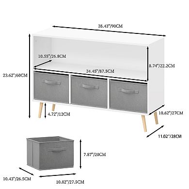 Lufeiya Kids Bookcase with 3 Collapsible Fabric Drawers, Bookshelf and Toy Storage Organizer