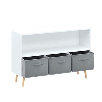 Lufeiya Kids Bookcase with 3 Collapsible Fabric Drawers, Bookshelf and Toy Storage Organizer