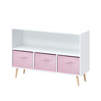 Lufeiya Kids Bookcase with 3 Collapsible Fabric Drawers, Bookshelf and Toy Storage Organizer