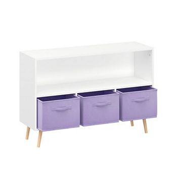 Lufeiya Kids Bookcase with 3 Collapsible Fabric Drawers, Bookshelf and Toy Storage Organizer