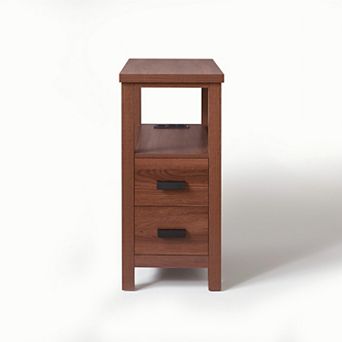 Lufeiya End Table with Charging Station, Nightstand with 2 Drawers, USB Ports & Outlets