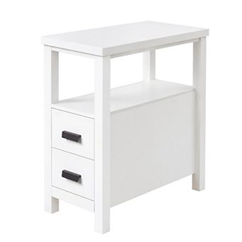 Lufeiya End Table with Charging Station, Nightstand with 2 Drawers, USB Ports & Outlets