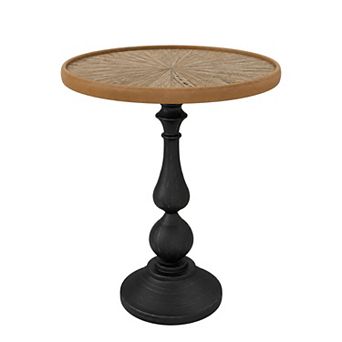 Lufeiya Round End Table with Metal Pedestal Base, Living Room Furniture