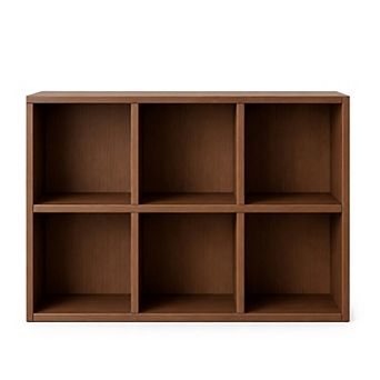 Lufeiya Solid Wood 6 Cube Bookshelf Storage Organizer, 2 tier Open Display Bookcase