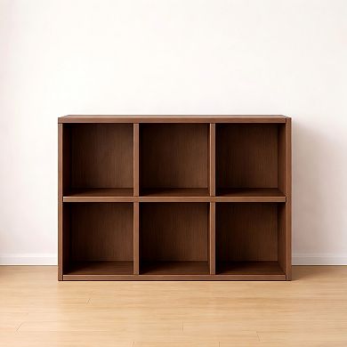 Lufeiya Solid Wood 6 Cube Bookshelf Storage Organizer, 2 Tier Open Display Bookcase