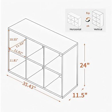 Lufeiya Solid Wood 6 Cube Bookshelf Storage Organizer, 2 Tier Open Display Bookcase