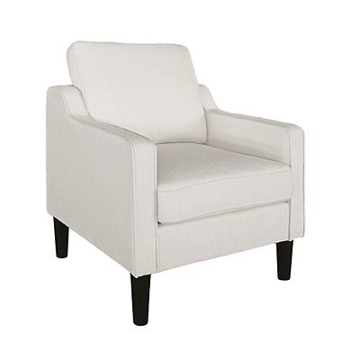 Lufeiya Modern Accent Chair, Soft Chenille Upholstered Armchair with Thick Cushion, Solid Wood Leg