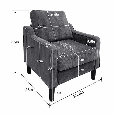 Lufeiya Modern Accent Chair, Soft Chenille Upholstered Armchair with Thick Cushion, Solid Wood Leg