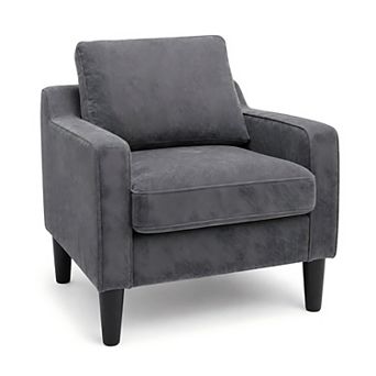 Lufeiya Modern Accent Chair, Soft Chenille Upholstered Armchair with Thick Cushion, Solid Wood Leg