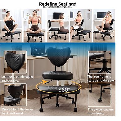 Lufeiya Ergonomic Cross-Legged Meditation Chair, ADHD Desk Chair, Height-Adjustable Cushion