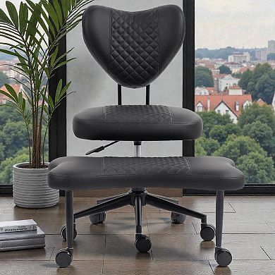 Lufeiya Ergonomic Cross-Legged Meditation Chair, ADHD Desk Chair, Height-Adjustable Cushion