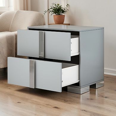 Lufeiya 2 Drawer Nightstand Bedside Table with Storage, Metal Legs
