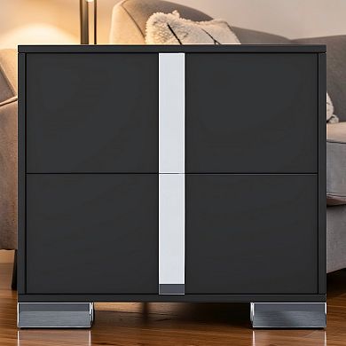 Lufeiya 2 Drawer Nightstand Bedside Table with Storage, Metal Legs