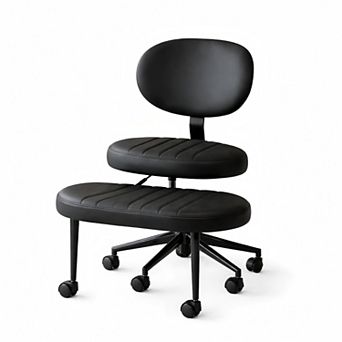 Lufeiya Ergonomic Cross Legged Office Chair with Swivel Base,Faux Fur Meditation Desk Chair
