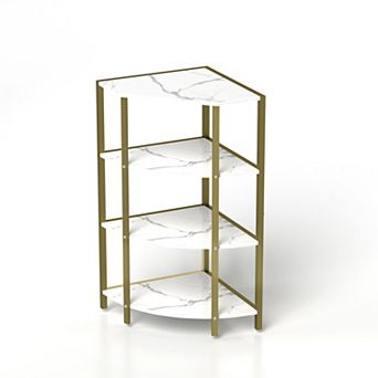 Lufeiya 4 tier Corner Shelf Stand, Small Space Metal Corner Storage Rack