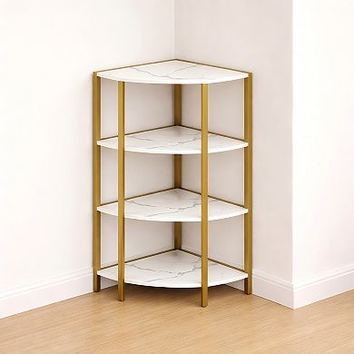 Lufeiya 4 Tier Corner Shelf Stand, Small Space Metal Corner Storage Rack