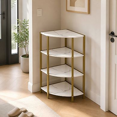 Lufeiya 4 Tier Corner Shelf Stand, Small Space Metal Corner Storage Rack