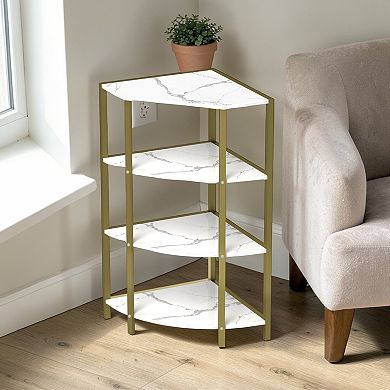 Lufeiya 4 Tier Corner Shelf Stand, Small Space Metal Corner Storage Rack