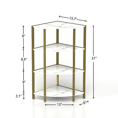 Lufeiya 4 Tier Corner Shelf Stand, Small Space Metal Corner Storage Rack