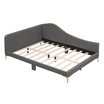 Lufeiya Full Size Upholstered Daybed with Headboard, Armrest and Support Legs