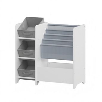 Lufeiya 4 tier Kids Bookshelf and Storage Organizer with 3 Drawers, Book Display Rack, Bookcase