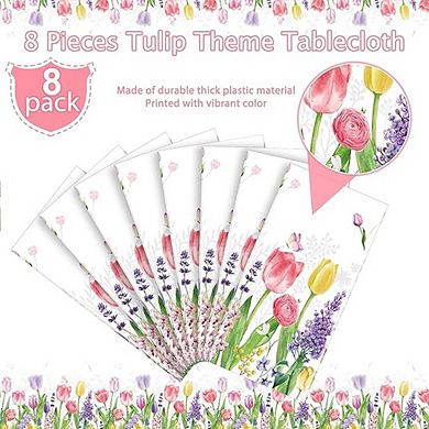 Floral Plastic Tablecloth, Disposable Waterproof Party Cover