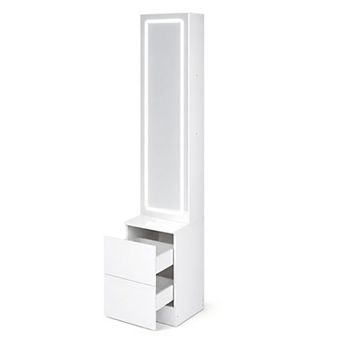 Lufeiya 63 in LED Full Length Mirror Dressing Cabinet with 3 Color Lights Adjustable Brightness