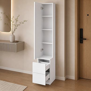 Lufeiya 63 In LED Full Length Mirror Dressing Cabinet with 3 Color Lights Adjustable Brightness