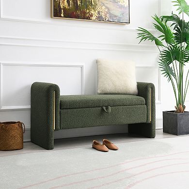 Modern teddy bed end chair with armrests and storage function, featuring soft cushions