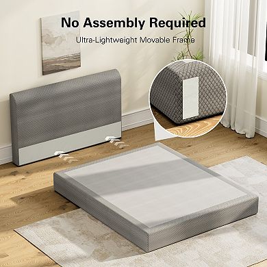 All-Foam Bed Frame with Padded Headboard, No Tools, Silent High-Resilience Foam for Dorms, Renters