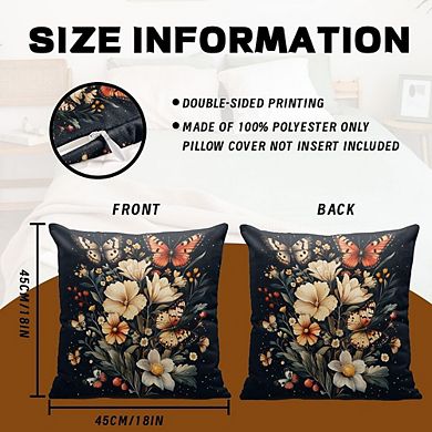Boho Floral Butterfly Throw Pillow Covers Soft Durable Decorative Cushion Set