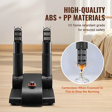 Foldable 2 Tube Boot Dryer with 180 Minute Timer Heat Blower for Snow Boots Shoes