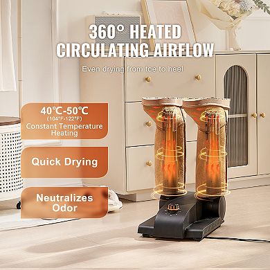 Foldable 2 Tube Boot Dryer with 180 Minute Timer Heat Blower for Snow Boots Shoes