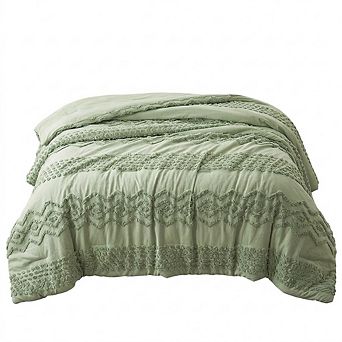 Tufted Comforter Set 3 pc Boho Farmhouse Soft Microfiber