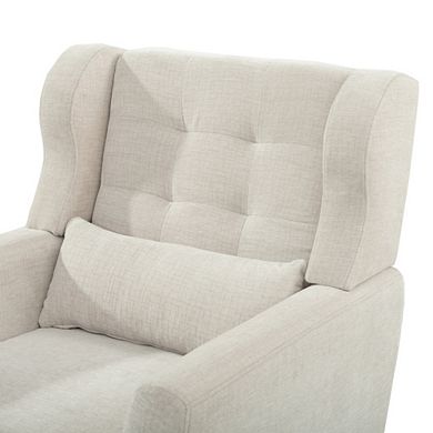 Solid Wood Leg Modern Chenille Accent Chair WIth Pillow for Living Room