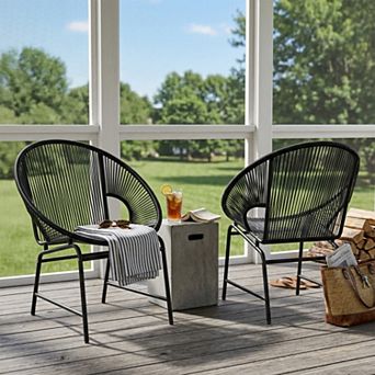 KWPZQEB 2 pc Outdoor Patio Wicker Chairs, Iron Frame PE Rattan Beach Chairs