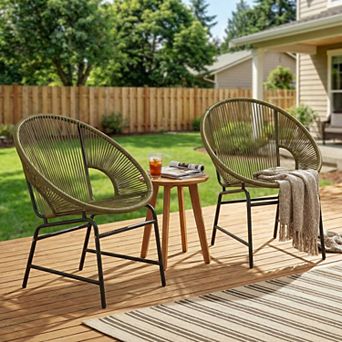 KWPZQEB 2 pc Outdoor Patio Wicker Chairs, Iron Frame PE Rattan Beach Chairs
