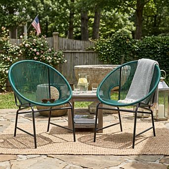 KWPZQEB 2 pc Outdoor Patio Wicker Chairs, Iron Frame PE Rattan Beach Chairs