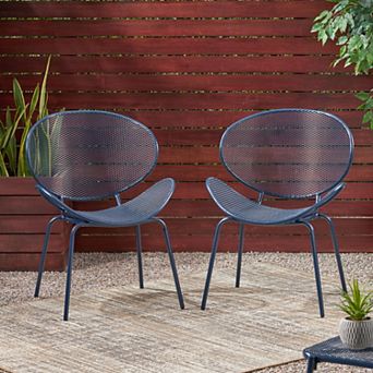 KWPZQEB Retro Shell Chair Set of 2, Coated Iron Frame Chairs with Mesh Seating for Ourdoor