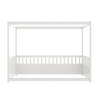 KWPZQEB Canopy Floor Bed Frame with Guardrails, Twin / Full Size