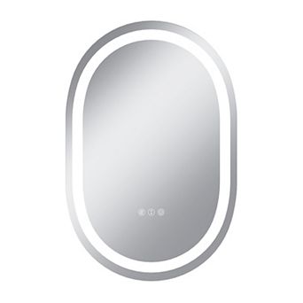 20"W x 30"H Round Frontlit Glass Bathroom Vanity Mirror Dimmable LED Fog-Free Horizontal or Vertical