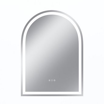 28"W x 38"H Arched Frontlit Glass Bathroom Vanity Mirror with Dimmable LED Lights and Fog-Free
