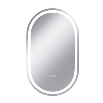 24"W x 40"H Round Frontlit Glass Bathroom Vanity Mirror Dimmable LED Fog-Free Horizontal or Vertical